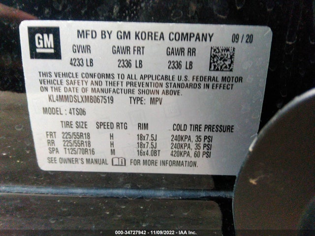 2021 BUICK ENCORE GX SELECT VIN: KL4MMDSLXMB067519