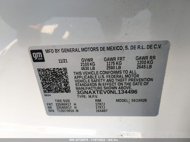 Chevrolet EQUINOX LT 2022 3GNAXTEV0NL134496 Image 9