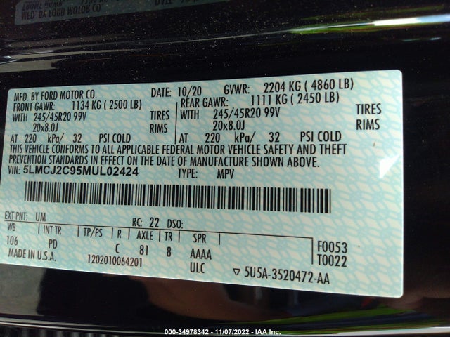 2021 Lincoln Corsair, VIN: 5LMCJ2C95MUL02424