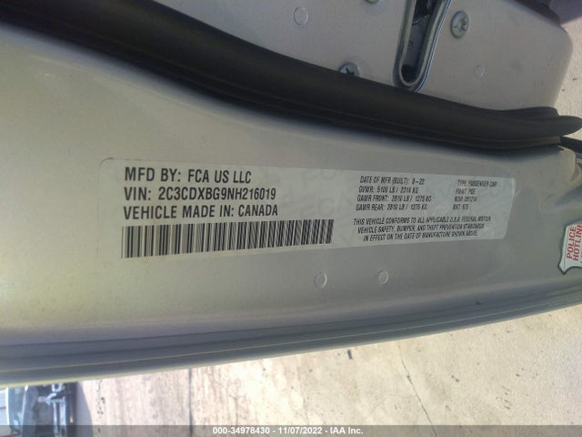 Dodge Charger Sxt 2022 2C3CDXBG9NH216019 Image 9