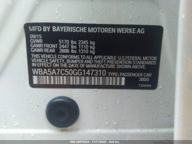 BMW 5 Series 528i Xdrive 2016 WBA5A7C50GG147310 Image 9