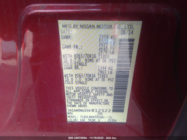 2014 Nissan Xterra, VIN: 5N1AN0NU2EN812522
