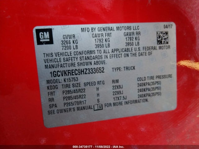 Chevrolet Silverado 1500 Lt 2017 1GCVKREC9HZ333652 Image 10