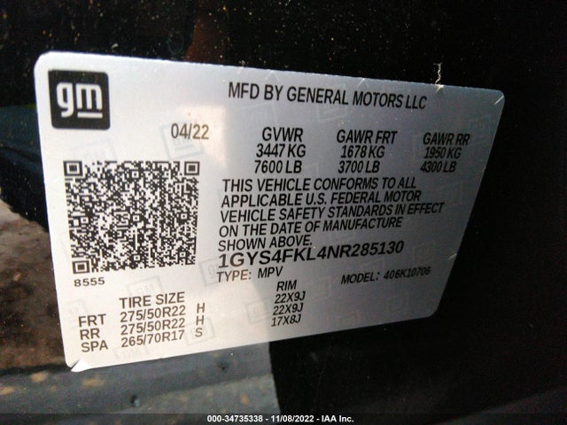 2022 Cadillac Escalade, VIN: 1GYS4FKL4NR285130