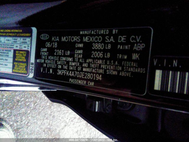 3KPFK4A70JE280194 KIA FORTE LX