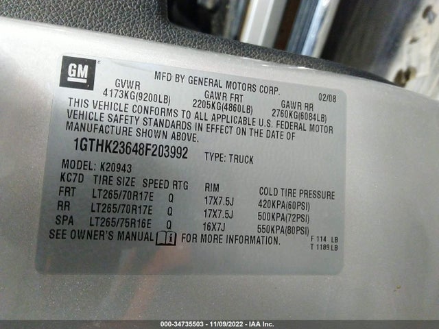 GMC Sierra 2500hd Sle1 2008 1GTHK23648F203992 Image 10