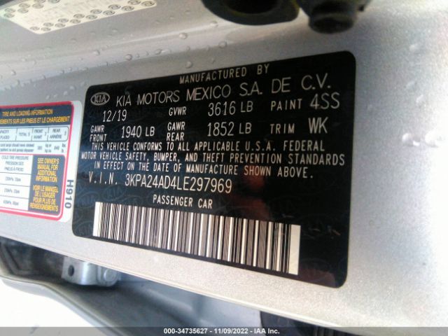 3KPA24AD4LE297969 KIA RIO LX