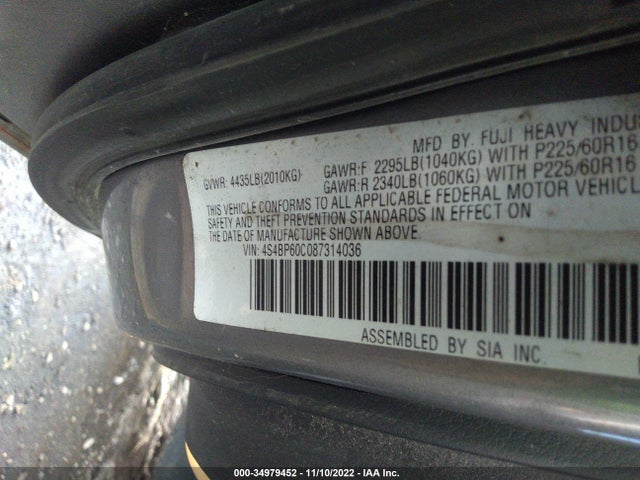 Subaru Outback 2008 4S4BP60C087314036 Image 10