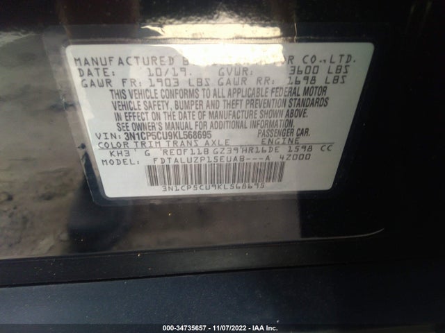2019 Nissan Kicks, VIN: 3N1CP5CU9KL568695