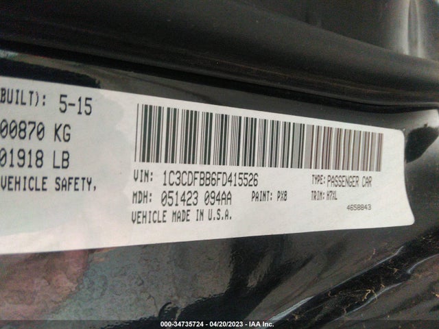 Dodge DART SXT 2015 1C3CDFBB6FD415526 Image 10
