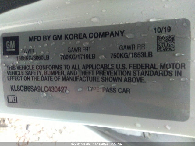 Chevrolet SPARK LS 2020 KL8CB6SA9LC430427 Image 9