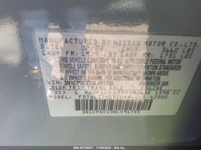 Nissan Kicks Sv Xtronic Cvt 2022 3N1CP5CV3NL491755 Image 9