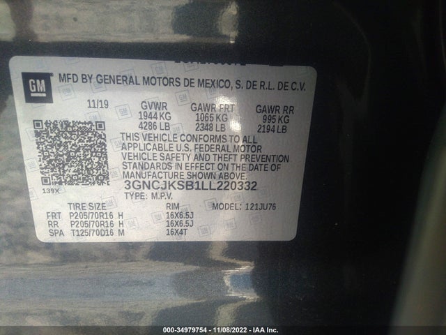 Chevrolet TRAX LS 2020 3GNCJKSB1LL220332 Image 9