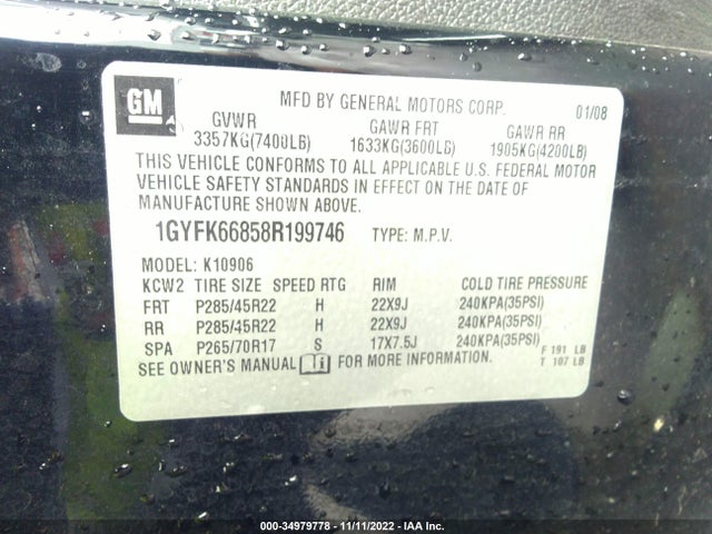 Cadillac ESCALADE ESV 2008 1GYFK66858R199746 Image 10