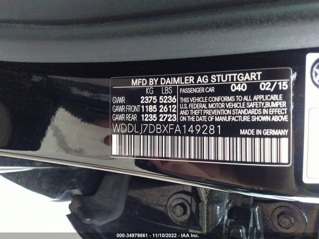 2015 Mercedes-Benz CLS-Class, VIN: WDDLJ7DBXFA149281