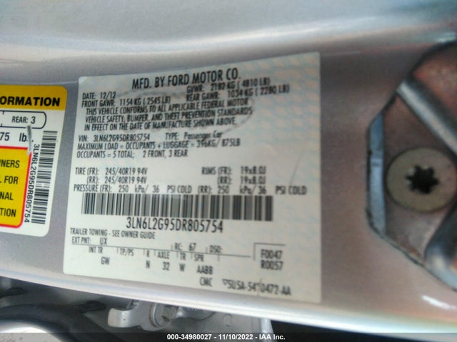 Lincoln MKZ 2013 3LN6L2G95DR805754 Image 11