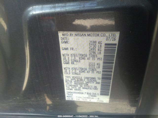 1N6AD0ER0GN786361 Nissan Frontier