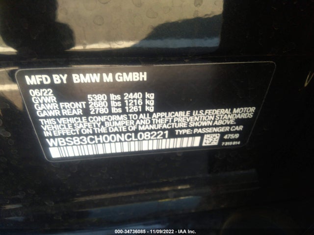 2022 BMW M5, VIN: WBS83CH00NCL08221