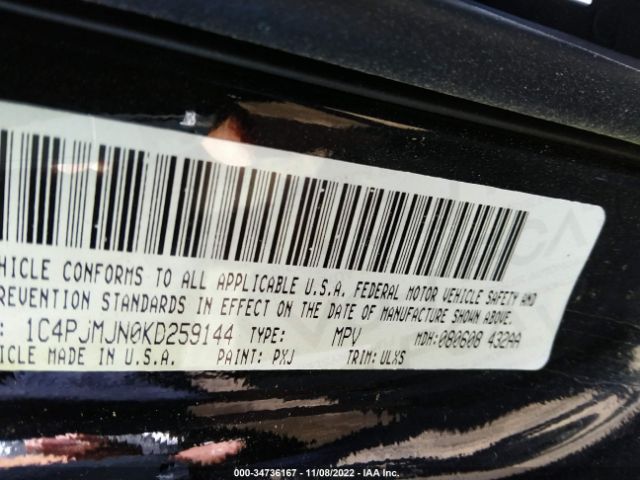 1C4PJMJN0KD259144 Jeep Cherokee Overland