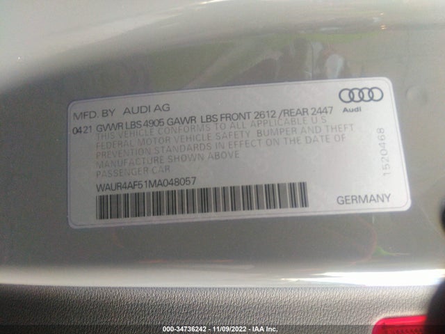 2021 Audi S5, VIN: WAUR4AF51MA048057