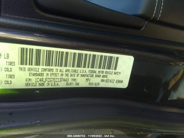 2014 JEEP GRAND CHEROKEE OVERLAND VIN: 1C4RJFCG7EC137443