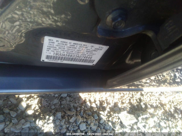 2003 ACURA TL TYPE S VIN: 19UUA56833A074649