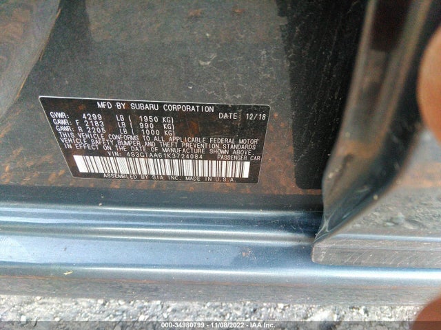 Subaru Impreza 2019 4S3GTAA61K3724084 Image 10