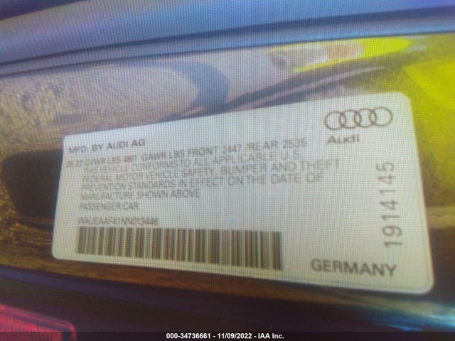 2022 Audi A4, VIN: WAUEAAF41NN013446