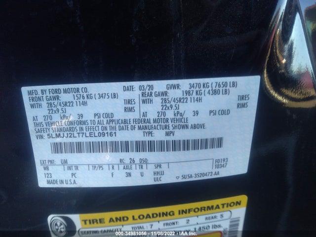 2020 Lincoln Navigator, VIN: 5LMJJ2LT7LEL09161