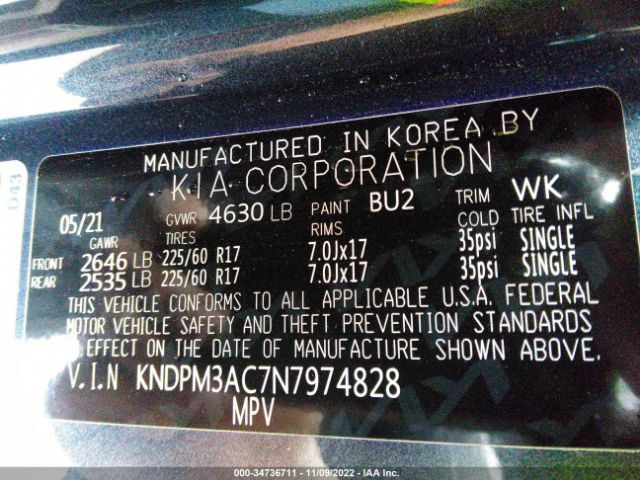 KNDPM3AC7N7974828 KIA Sportage Lx