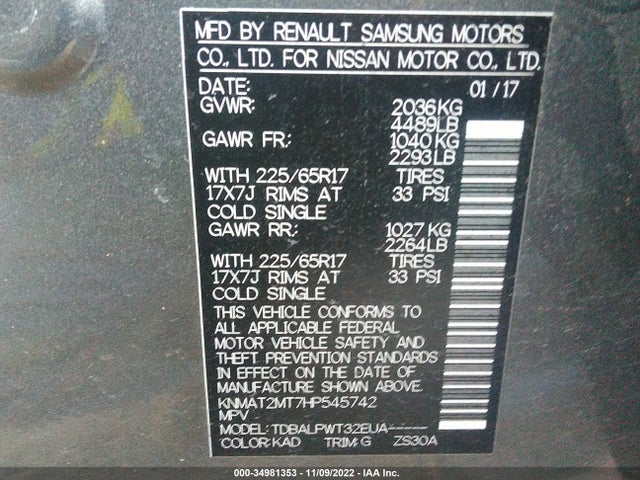 Nissan ROGUE S 2017 KNMAT2MT7HP545742 Image 9
