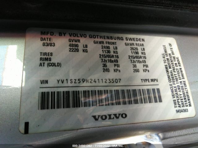 YV1SZ59H241123507 Volvo V70