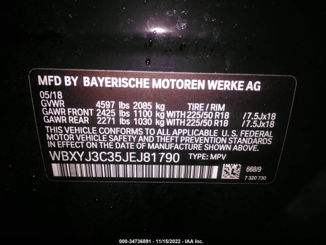 2018 BMW X2, VIN: WBXYJ3C35JEJ81790