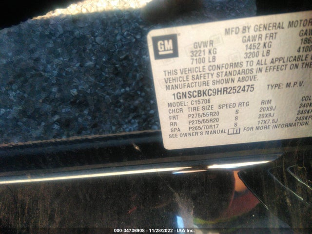 Chevrolet Tahoe Lt 2017 1GNSCBKC9HR252475 Image 10