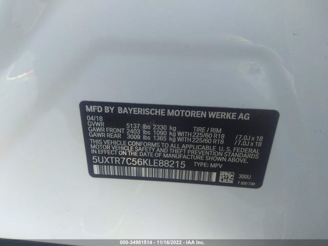 BMW X3 Sdrive30i 2019 аукцион фото