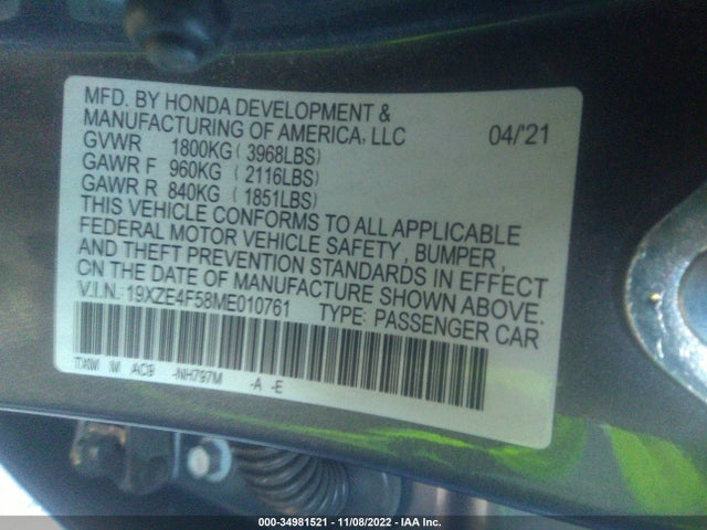 2021 Honda Insight, VIN: 19XZE4F58ME010761
