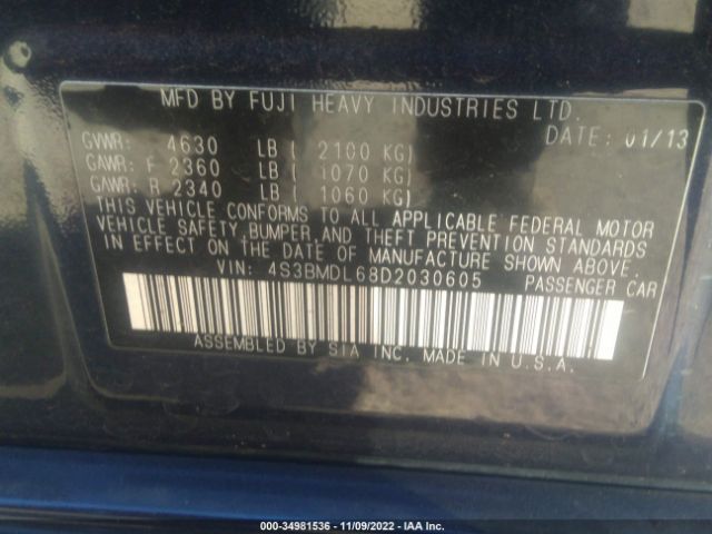 4S3BMDL68D2030605 Subaru Legacy 3.6r Limited