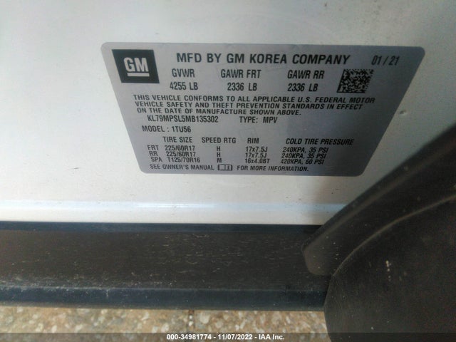 Chevrolet Trailblazer Lt 2021 KL79MPSL5MB135302 Image 9