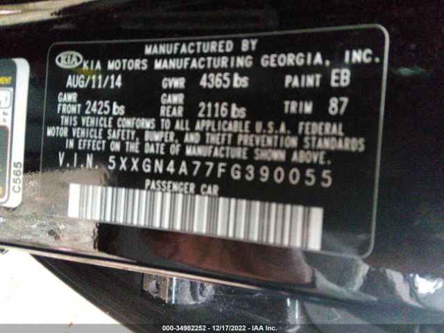 5XXGN4A77FG390055 KIA OPTIMA EX