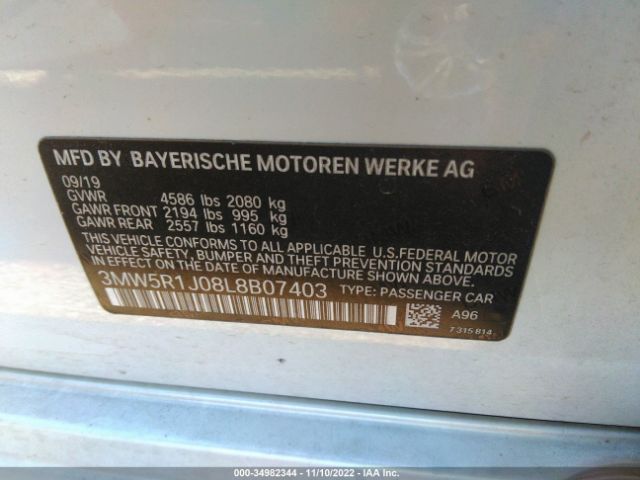 3MW5R1J08L8B07403 BMW 3 Series 330i