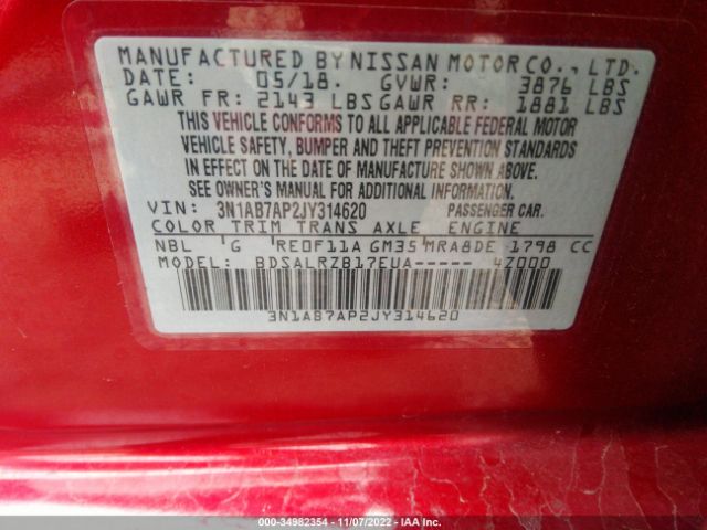 3N1AB7AP2JY314620 Nissan SENTRA SR