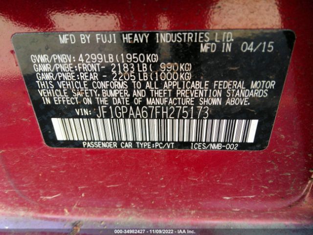 JF1GPAA67FH275173 Subaru Impreza Wagon 2.0i