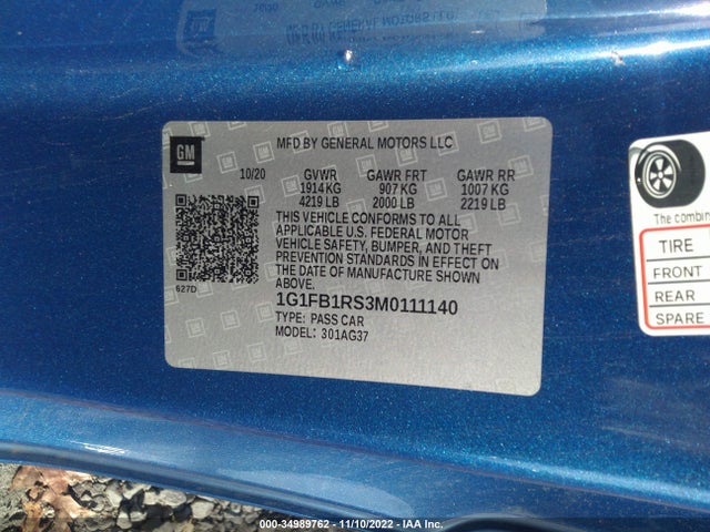 Chevrolet Camaro 1lt 2021 1G1FB1RS3M0111140 Image 9