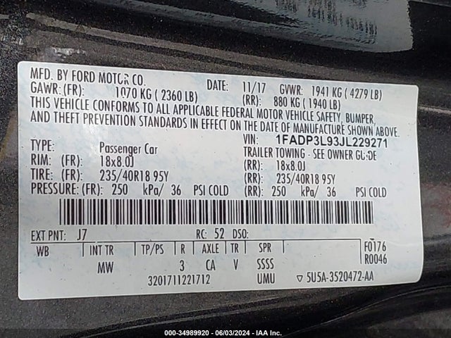 Ford FOCUS ST 2018 1FADP3L93JL229271 Image 9