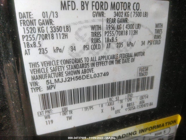 Lincoln Navigator 2013 5LMJJ2H56DEL03749 Image 10