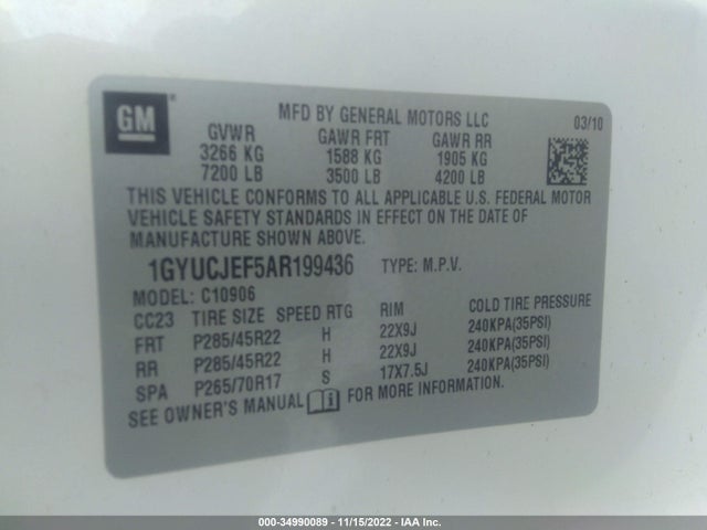 Cadillac Escalade Esv Premium 2010 1GYUCJEF5AR199436 Image 10