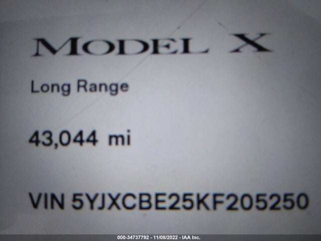 2019 Tesla Model X, VIN: 5YJXCBE25KF205250