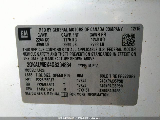 2GKALMEK4G6204884 GMC Terrain Sle