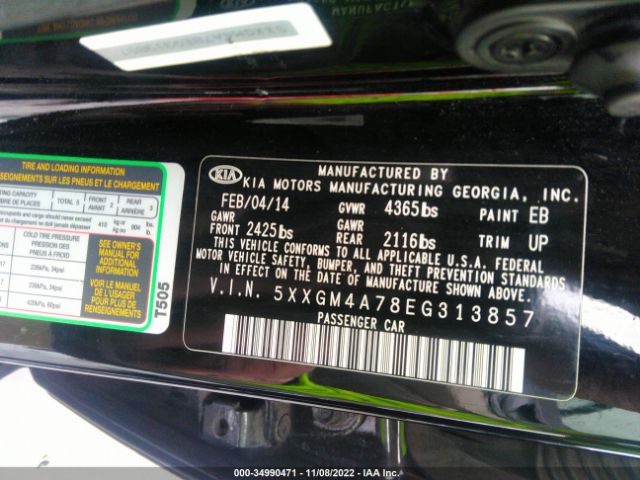 5XXGM4A78EG313857 KIA Optima Lx