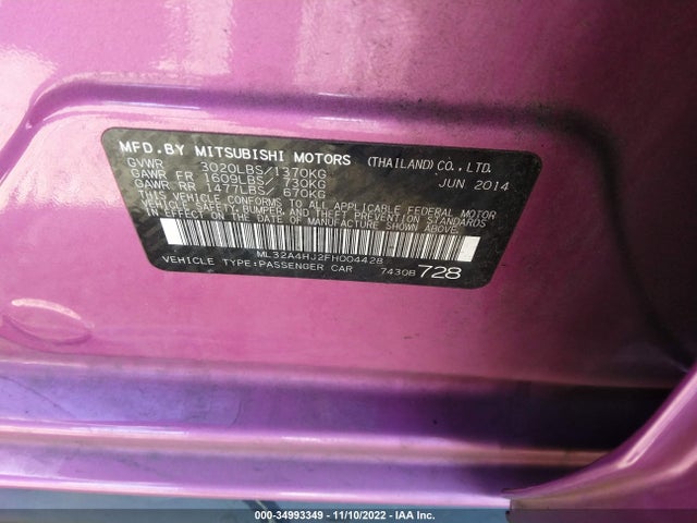 ML32A4HJ2FH004428 Mitsubishi Mirage Es/rf